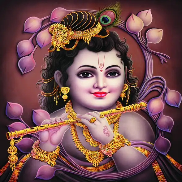0043 Lord Krishna Plain, Glitter, Stone, Crystal High Gloss Decorative Tile by Global Art