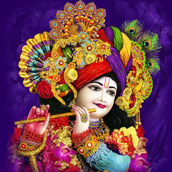 0042 Lord Krishna Plain, Glitter, Stone, Crystal High Gloss Decorative Tile by Global Art