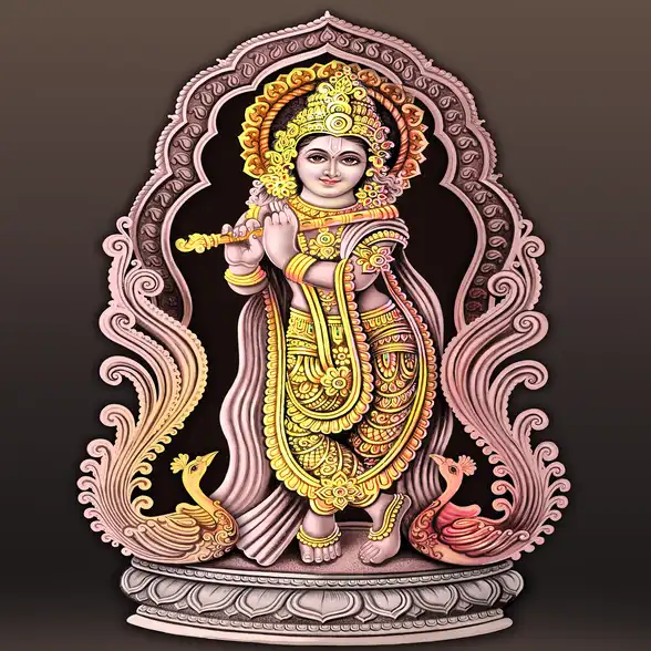 0069 Lord Krishna Plain, Glitter, Stone, Crystal High Gloss Decorative Tile by Global Art