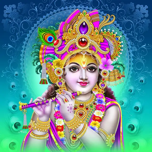 0062 Lord Krishna Plain, Glitter, Stone, Crystal High Gloss Decorative Tile by Global Art