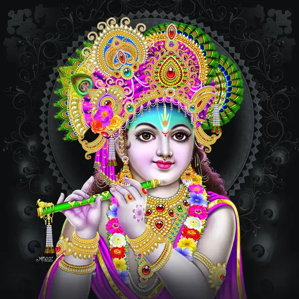 0078 Lord Krishna Plain, Glitter, Stone, Crystal High Gloss Decorative Tile by Global Art
