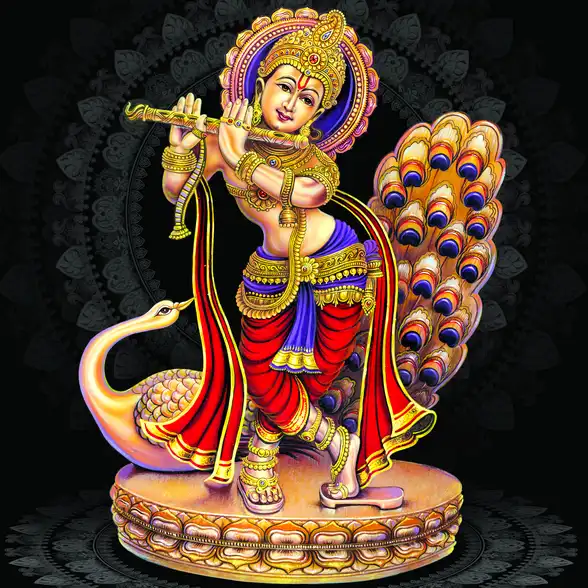 0086 Lord Krishna Plain, Glitter, Stone, Crystal High Gloss Decorative Tile by Global Art