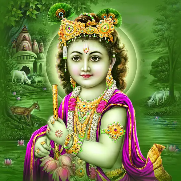 0088 Lord Krishna Plain, Glitter, Stone, Crystal High Gloss Decorative Tile by Global Art