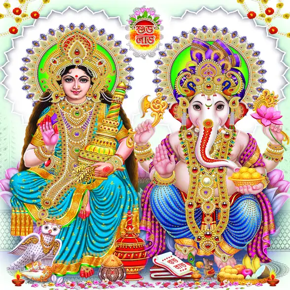 1112 Laxmi Ganesh Plain, Glitter, Stone, Crystal High Gloss Decorative Tile by Global Art