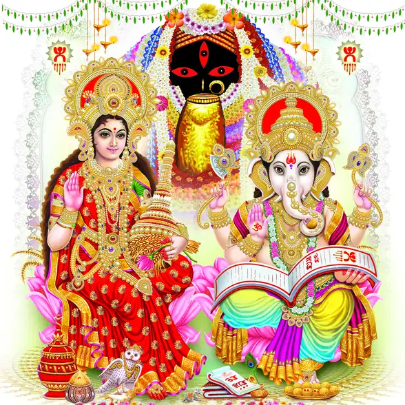 1121 Laxmi Ganesh Plain, Glitter, Stone, Crystal High Gloss Decorative Tile by Global Art