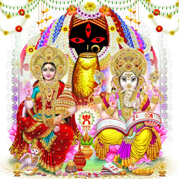 1122 Laxmi Ganesh Plain, Glitter, Stone, Crystal High Gloss Decorative Tile by Global Art
