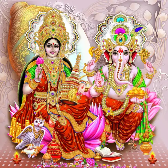 1138 Laxmi Ganesh Plain, Glitter, Stone, Crystal High Gloss Decorative Tile by Global Art