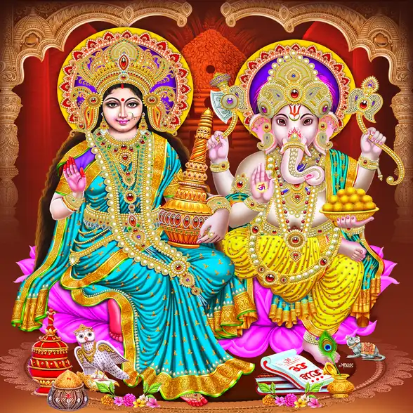 1139 Laxmi Ganesh Plain, Glitter, Stone, Crystal High Gloss Decorative Tile by Global Art