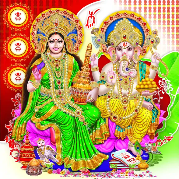 1140 Laxmi Ganesh Plain, Glitter, Stone, Crystal High Gloss Decorative Tile by Global Art