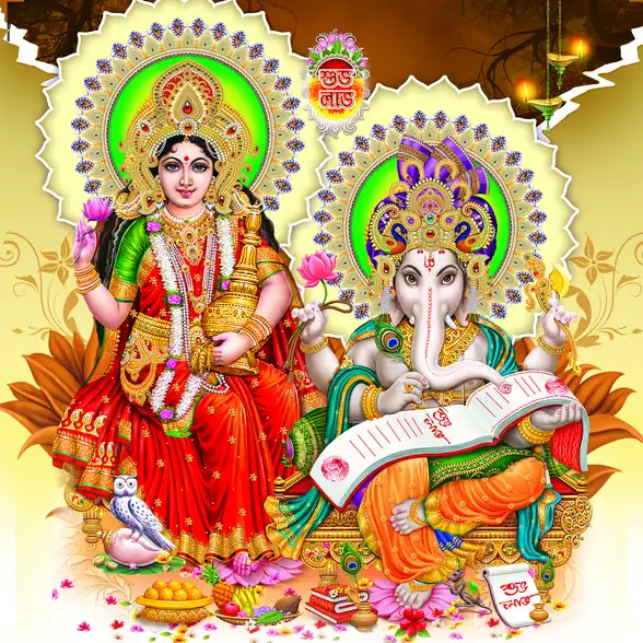 1150 Laxmi Ganesh Plain, Glitter, Stone, Crystal High Gloss Decorative Tile by Global Art