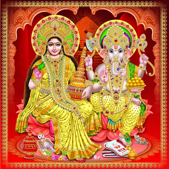 1161 Laxmi Ganesh Plain, Glitter, Stone, Crystal High Gloss Decorative Tile by Global Art