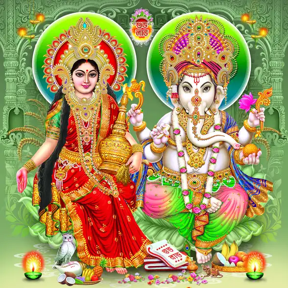 1165 Laxmi Ganesh Plain, Glitter, Stone, Crystal High Gloss Decorative Tile by Global Art