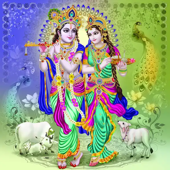 0203 Radha Krishna Plain, Glitter, Stone, Crystal High Gloss Decorative Tile by Global Art