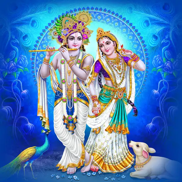 0212 Radha Krishna Plain, Glitter, Stone, Crystal High Gloss Decorative Tile by Global Art