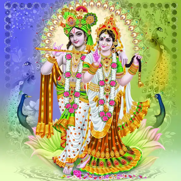 0231 Radha Krishna Plain, Glitter, Stone, Crystal High Gloss Decorative Tile by Global Art
