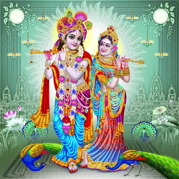 0232 Radha Krishna Plain, Glitter, Stone, Crystal High Gloss Decorative Tile by Global Art