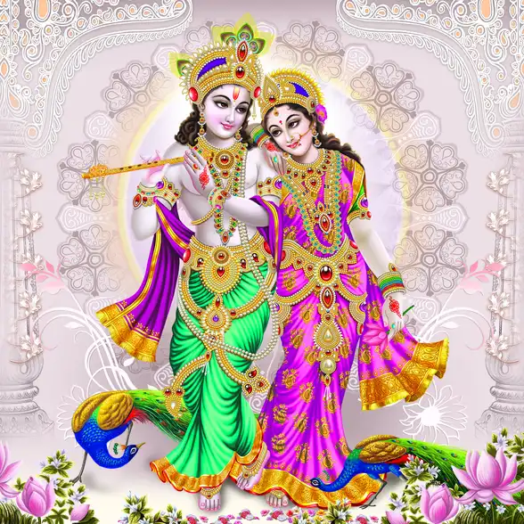 0237 Radha Krishna Plain, Glitter, Stone, Crystal High Gloss Decorative Tile by Global Art