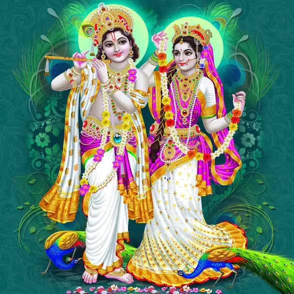0238 Radha Krishna Plain, Glitter, Stone, Crystal High Gloss Decorative Tile by Global Art