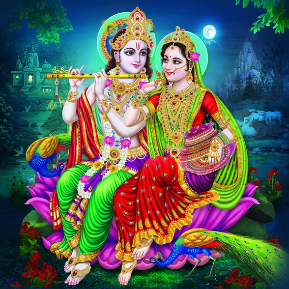 0239 Radha Krishna Plain, Glitter, Stone, Crystal High Gloss Decorative Tile by Global Art