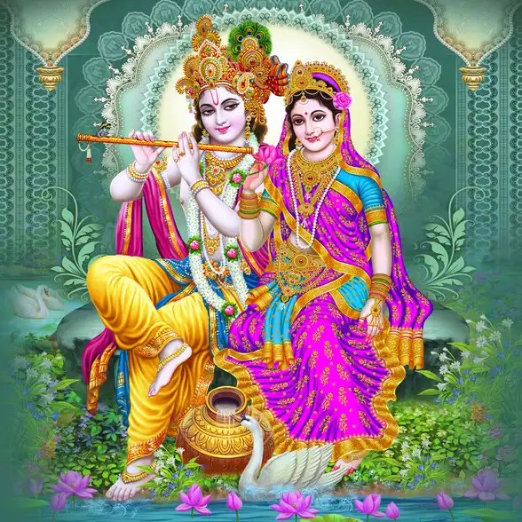 0248 Radha Krishna Plain, Glitter, Stone, Crystal High Gloss Decorative Tile by Global Art