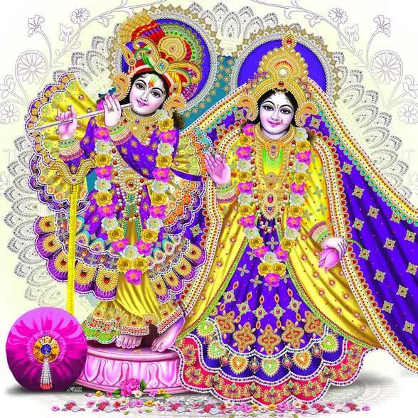 0247 Radha Krishna Plain, Glitter, Stone, Crystal High Gloss Decorative Tile by Global Art