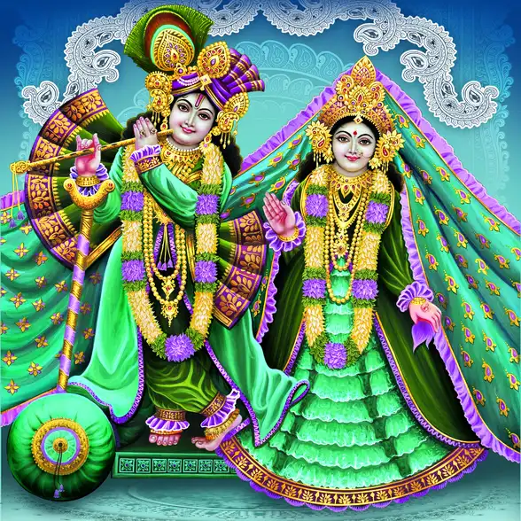 0253 Radha Krishna Plain, Glitter, Stone, Crystal High Gloss Decorative Tile by Global Art