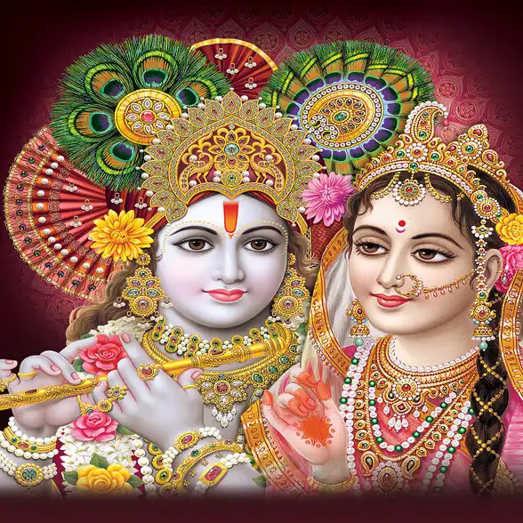 0268 Radha Krishna Plain, Glitter, Stone, Crystal High Gloss Decorative Tile by Global Art