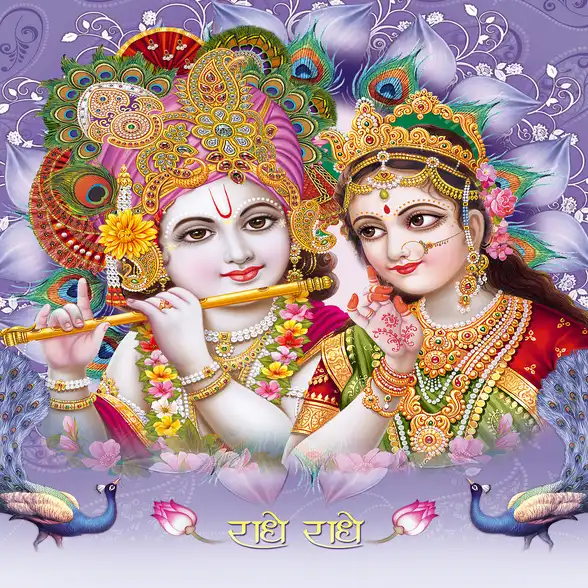 0271 Radha Krishna Plain, Glitter, Stone, Crystal High Gloss Decorative Tile by Global Art