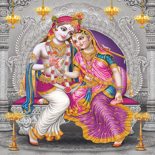 0273 Radha Krishna Plain, Glitter, Stone, Crystal High Gloss Decorative Tile by Global Art
