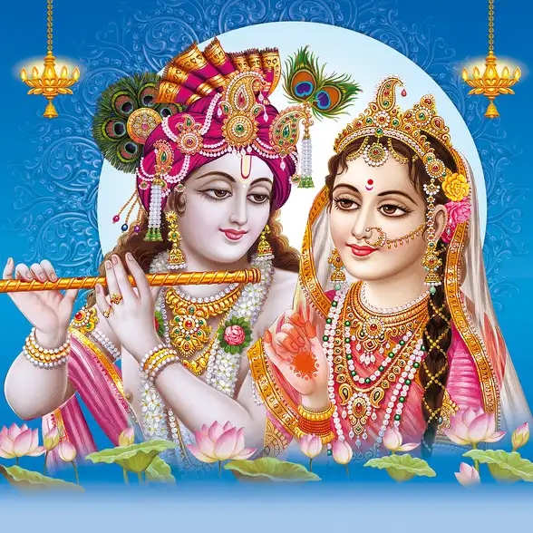 0277 Radha Krishna Plain, Glitter, Stone, Crystal High Gloss Decorative Tile by Global Art