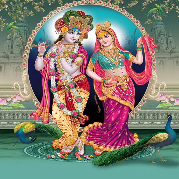 0278 Radha Krishna Plain, Glitter, Stone, Crystal High Gloss Decorative Tile by Global Art