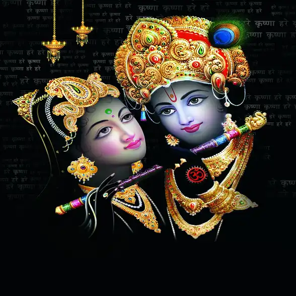 1779 Radha Krishna Plain, Glitter, Stone, Crystal High Gloss Decorative Tile by Global Art