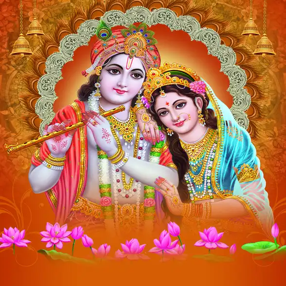 1781 Radha Krishna Plain, Glitter, Stone, Crystal High Gloss Decorative Tile by Global Art