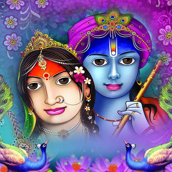 1786 Radha Krishna Plain, Glitter, Stone, Crystal High Gloss Decorative Tile by Global Art