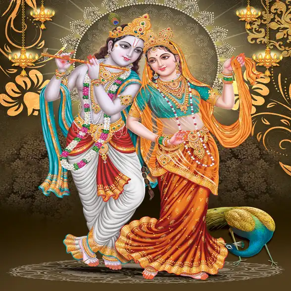 1796 Radha Krishna Plain, Glitter, Stone, Crystal High Gloss Decorative Tile by Global Art