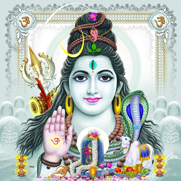 0281 Lord Shiv Plain, Glitter, Stone, Crystal High Gloss Decorative Tile by Global Art