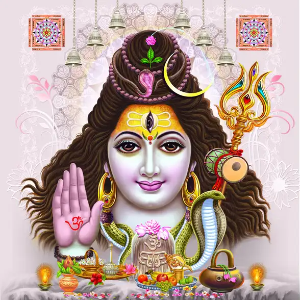 0282 Lord Shiv Plain, Glitter, Stone, Crystal High Gloss Decorative Tile by Global Art