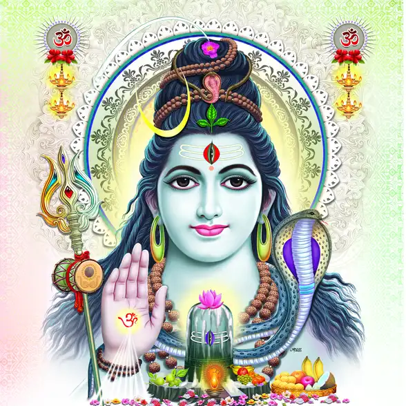 0294 Lord Shiv Plain, Glitter, Stone, Crystal High Gloss Decorative Tile by Global Art