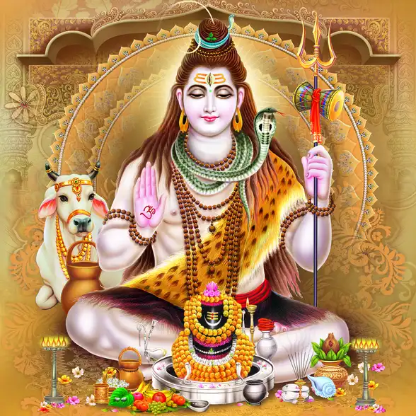 0303 Lord Shiv Plain, Glitter, Stone, Crystal High Gloss Decorative Tile by Global Art