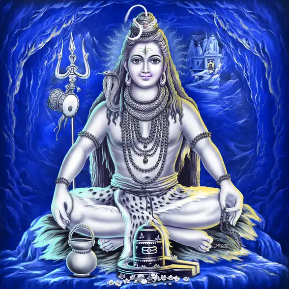 0307 Lord Shiv Plain, Glitter, Stone, Crystal High Gloss Decorative Tile by Global Art