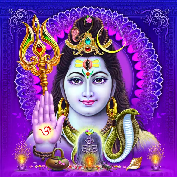 0302 Lord Shiv Plain, Glitter, Stone, Crystal High Gloss Decorative Tile by Global Art
