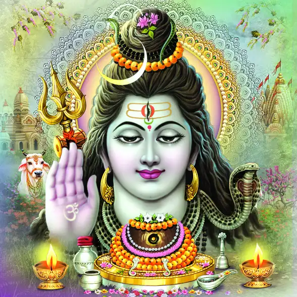 0304 Lord Shiv Plain, Glitter, Stone, Crystal High Gloss Decorative Tile by Global Art