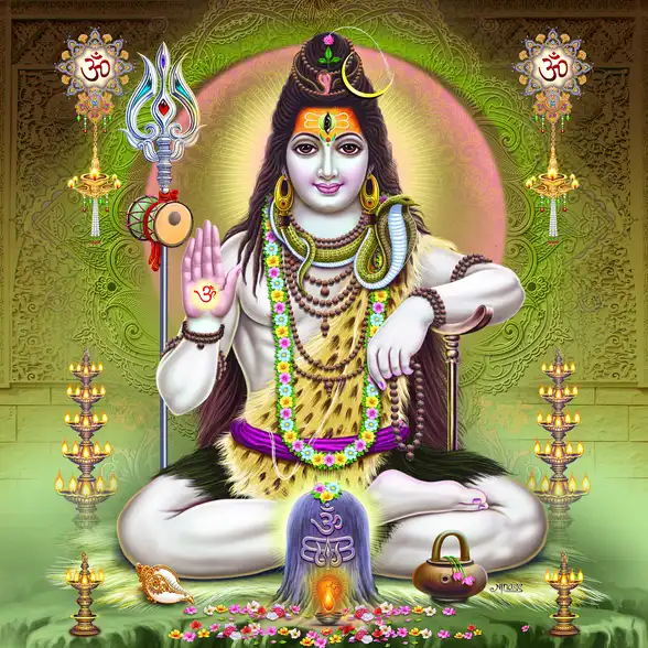 0305 Lord Shiv Plain, Glitter, Stone, Crystal High Gloss Decorative Tile by Global Art