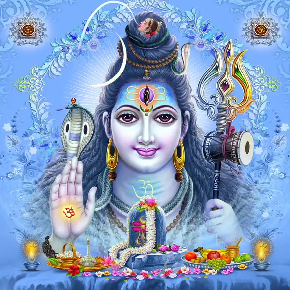 0321 Lord Shiv Plain, Glitter, Stone, Crystal High Gloss Decorative Tile by Global Art