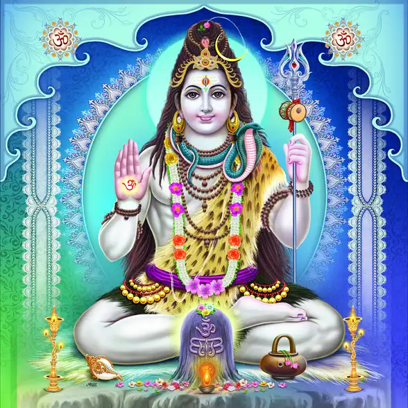 0325 Lord Shiv Plain, Glitter, Stone, Crystal High Gloss Decorative Tile by Global Art