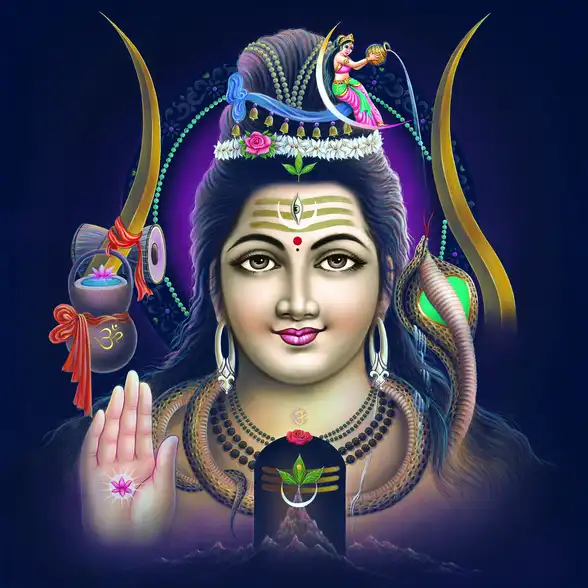 0330 Lord Shiv Plain, Glitter, Stone, Crystal High Gloss Decorative Tile by Global Art