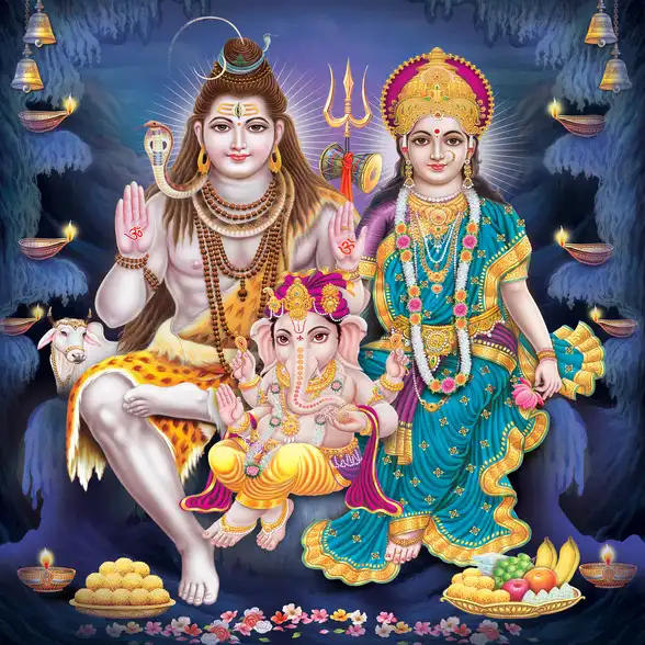 0337 Lord Shiv Plain, Glitter, Stone, Crystal High Gloss Decorative Tile by Global Art