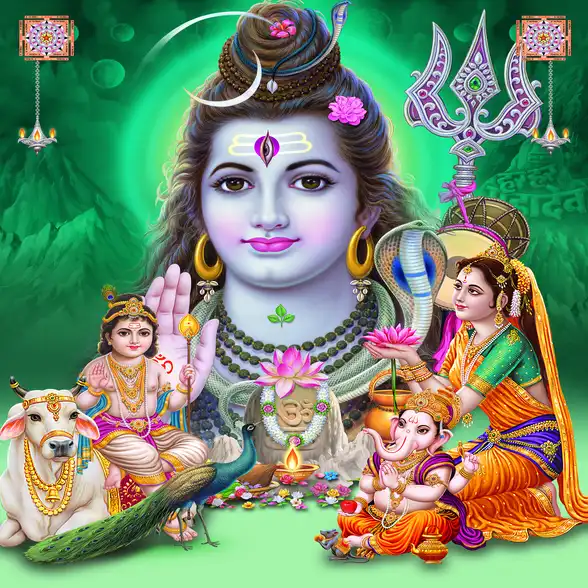 1799 Lord Shiv Plain, Glitter, Stone, Crystal High Gloss Decorative Tile by Global Art