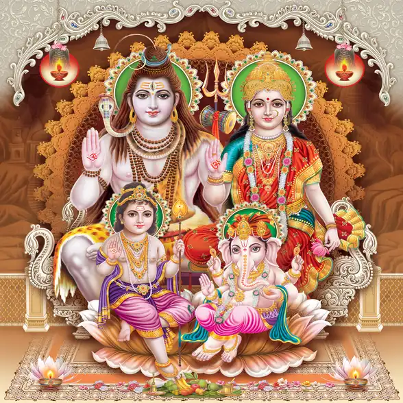 0334 Lord Shiv Plain, Glitter, Stone, Crystal High Gloss Decorative Tile by Global Art