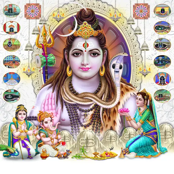 1816 Lord Shiv Plain, Glitter, Stone, Crystal High Gloss Decorative Tile by Global Art